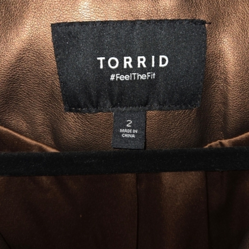 Torrid SIZE 2 Metallic Bronze Faux Leather Moto Jacket - Picture 5 of 6